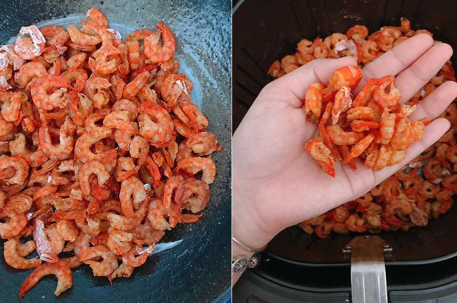 Sấy tôm bằng nồi chiên không dầu